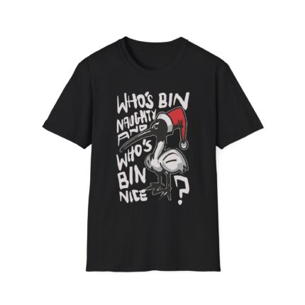 Funny Holiday T-Shirt, Christmas Gift, Unisex Tee, Seasonal Wear, Who's Bin Naughty, Who's Bin Nice?