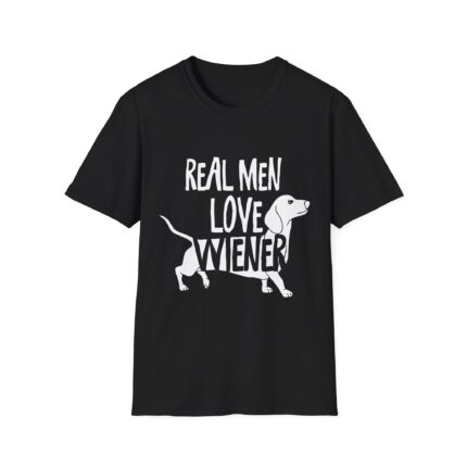 Real Men Love Wieners Unisex Softstyle T-Shirt, Funny Dog Lover Tee, Gift for Pet Owners, Casual Wear, Dachshund Fan Apparel