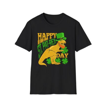 St. Patrick's Day T-Shirt - Happy St. Pat-Rex Tee, Unisex Holiday Shirt, Fun Dinosaur Design, March Celebration Apparel, Festive Party Wear